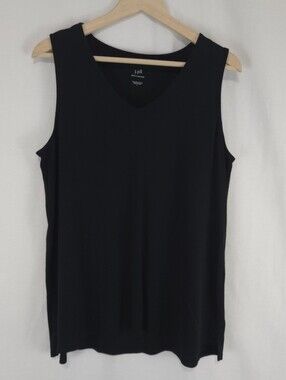 J. Jill Women's 100% Pima Cotton V-Neck Tank In Black